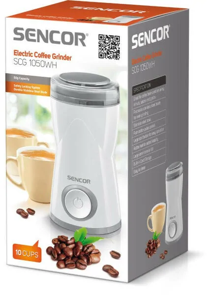 Sencor SCG 1050WH Elektromos Kávédaráló – 150W, 50g kapacitás, rozsdamentes acél kések, fehér - Image 3