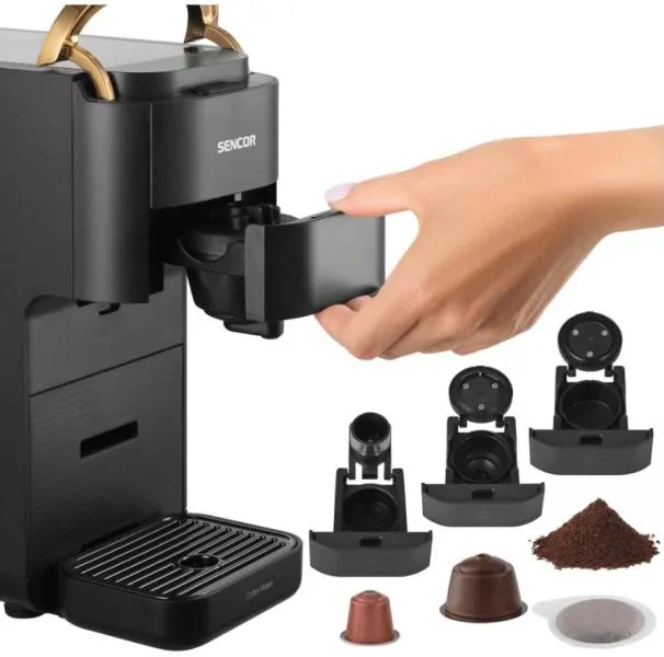 Sencor SCC 1000BK Multikapszulás Kávéfőző – 3 az 1-ben, 20 bar, Nespresso és Dolce Gusto kompatibilis, fekete - Image 3