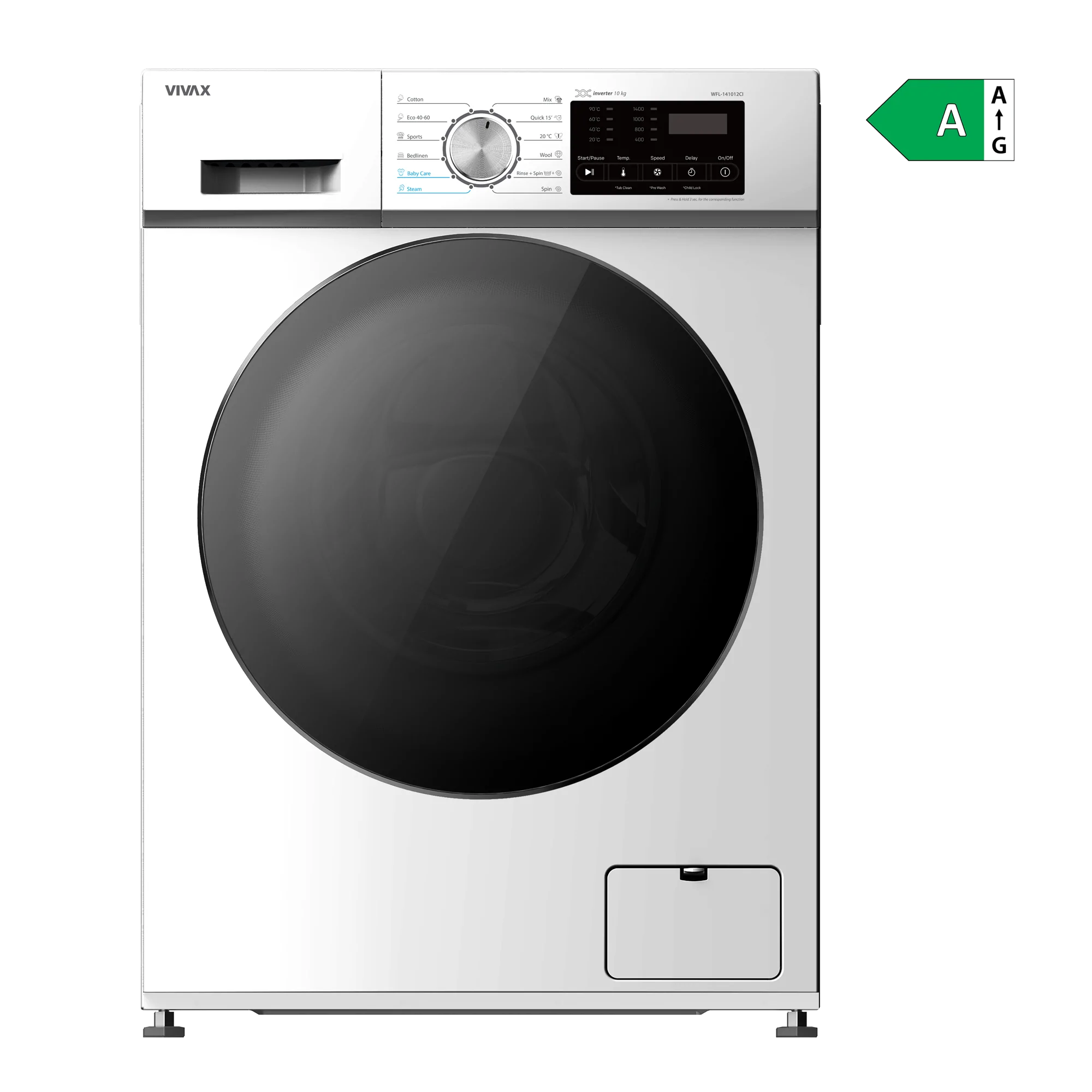 Vivax WFL141012CI elöltöltős mosógép, 10kg, 1400 fordulat